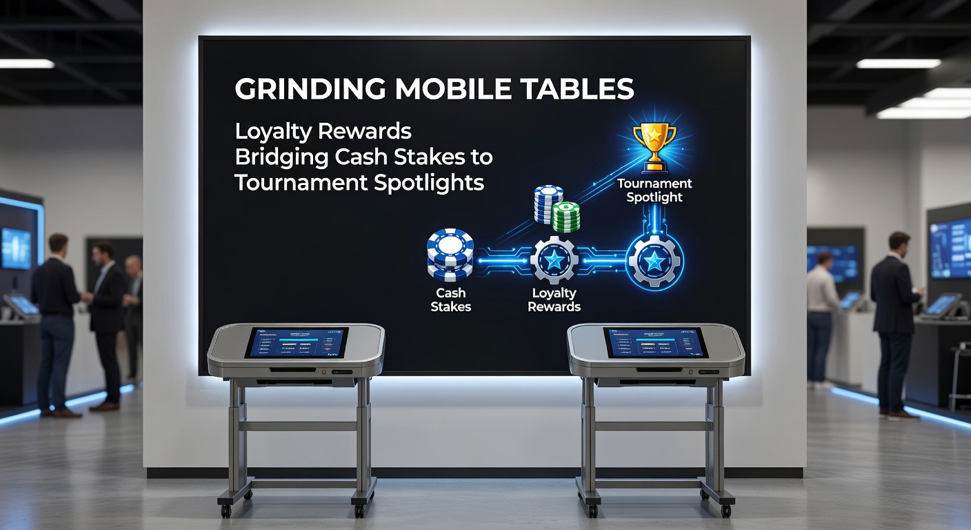 Leaderboard-Ausschnitt mit Mobile-Grindern, die Cash-Points in Turnier-Tickets umwandeln, umgeben von App-Screenshots