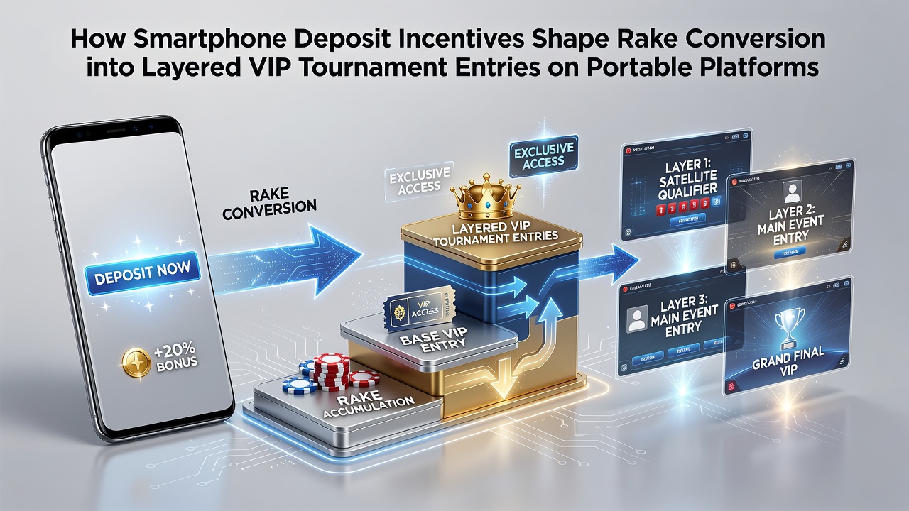 Smartphone zeigt Poker-App mit Einzahlungsbonus und VIP-Statusanzeige während eines Cash-Game-Sessions