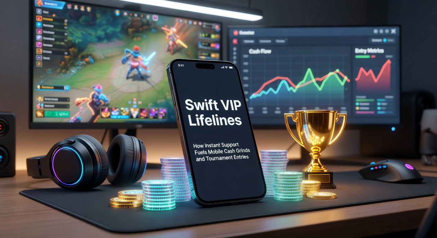 Smartphone mit Poker-App im Vordergrund, VIP-Support-Chat geöffnet, Cash-Game-Tabellen und Turnier-Entries im Hintergrund
