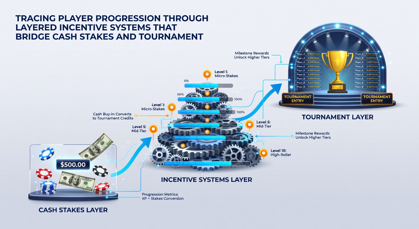Grafik zur Verknüpfung von Cash-Volumen und Turnier-Tickets in Smartphone-basierten Poker-Apps