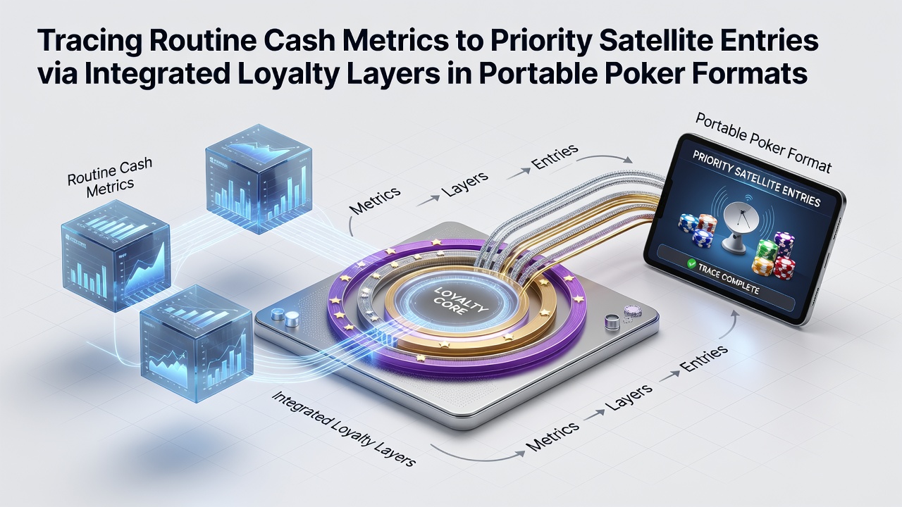 Darstellung integrierter Loyalitätsschichten in mobilen Poker-Apps mit Cash-Metriken und Satelliten-Einträgen